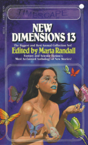 Cover of New Dimensions 13, scheduled for publication in 1982 but cancelled at the last minute by the publisher. Illustration by American artist Carl Lundgren (b. 1947).