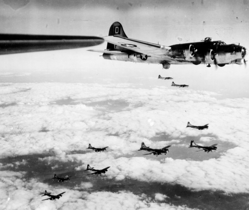 A B-17 Flying Fortress of the Eighth Air Force's 100th Bomb Group