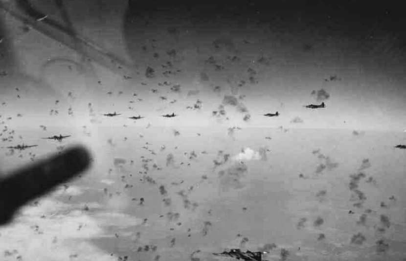 B-17s encountering heavy flak over Germany