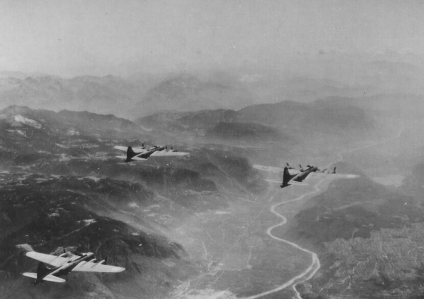 B-17s flying over the Alps after the Regensburg mission