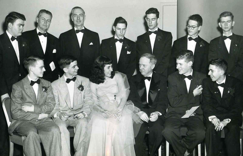 Russ seated with other Westinghouse Science Talent Search finalists in 1953 (Society for Science)