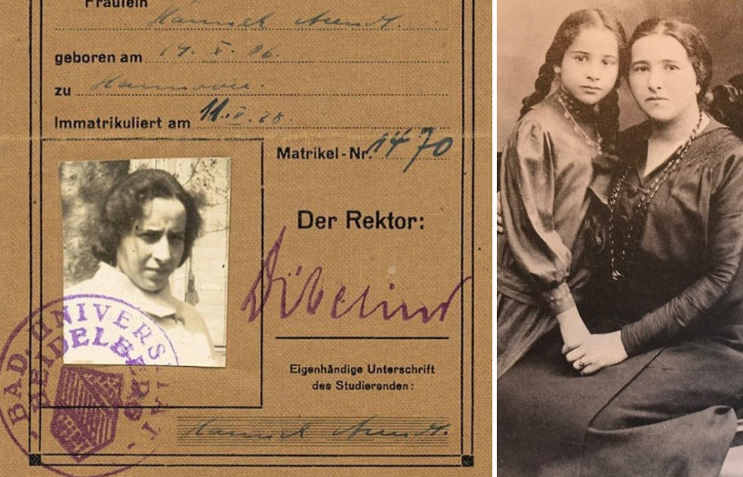 Arendt student card and Arendt with mother in 1918